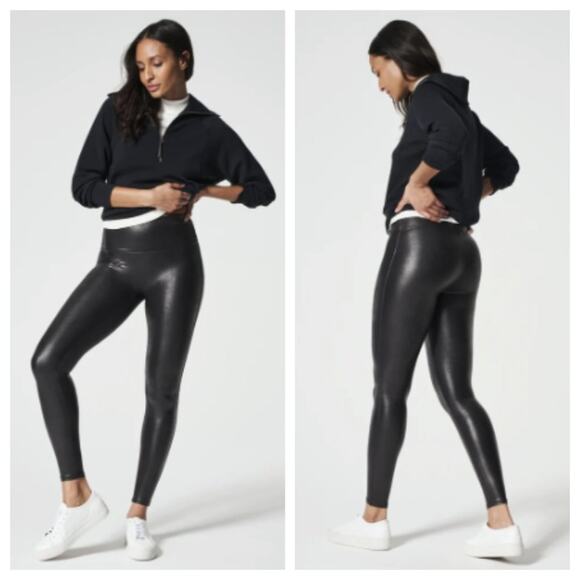Spanx Women's Faux Leather Leggings Black Size M - Picture 1 of 10
